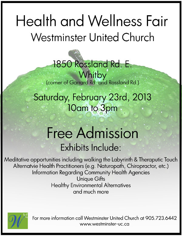 Poster: Health & Wellness Fair, Whitby, Feb. 23, 2013